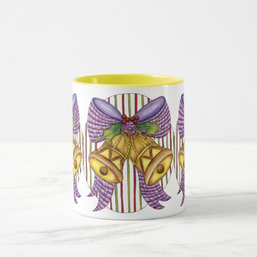 Niedliche Weihnachtsklingeln mit Ribbon und Bow Tasse (Zentrum)