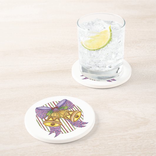 Niedliche Weihnachtsklingeln mit Ribbon und Bow Untersetzer (Seite)