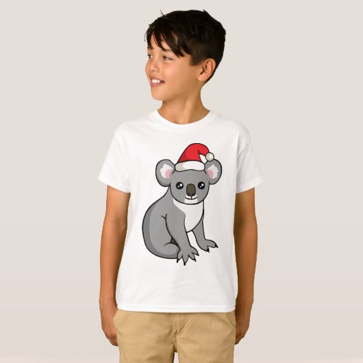 Niedliche Weihnachtskoala-Weihnachtsmannmütze, die T-Shirt (Vorne ganz)