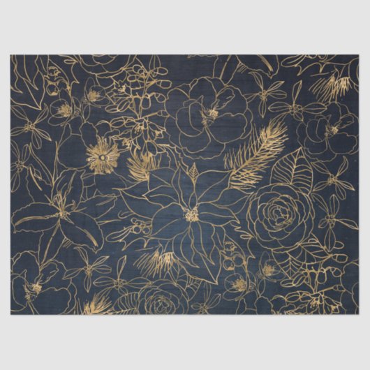 Niedliche Weihnachtskonfetti und goldenes Blumende Seidenpapier (Vorderseite)