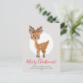 Niedliche Weihnachtskranzfamilie Rentier Feiertagspostkarte (Stehend Vorderseite)