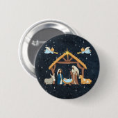 Niedliche Weihnachtskrippe Button (Vorne & Hinten)