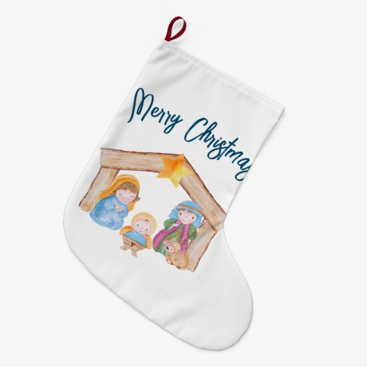 Niedliche Weihnachtskrippe Großer Weihnachtsstrumpf (Vorderansicht (hängend))