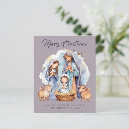 Niedliche Weihnachtskrippe im Haushalt Frohe Weihn (Stehend Vorderseite)