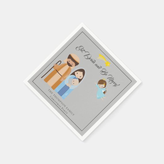 Niedliche Weihnachtskrippen trinken Frohe Weihnach Serviette (Ecke)