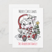 Niedliche Weihnachtskuh Feiertagskarte (Vorne/Hinten)
