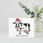 Niedliche Weihnachtskuh Feiertagspostkarte (Stehend Vorderseite)