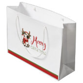 Niedliche Weihnachtskuh-Geschenktasche Große Geschenktüte (Rückseite Schrägansicht)