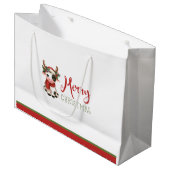 Niedliche Weihnachtskuh-Geschenktasche Große Geschenktüte (Vorderseite Schrägansicht)