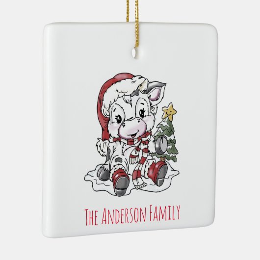 Niedliche Weihnachtskuh Keramik Ornament (Rechts)