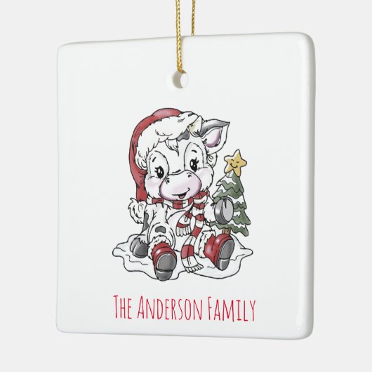 Niedliche Weihnachtskuh Keramik Ornament (Links)