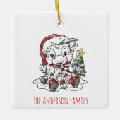 Niedliche Weihnachtskuh Keramik Ornament (Vorderseite)