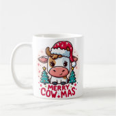 Niedliche Weihnachtskuh "Merry Cowmas" Kaffeetasse (Links)