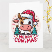 Niedliche Weihnachtskuh "Merry Cowmas" Karte (Gelbe Blume)
