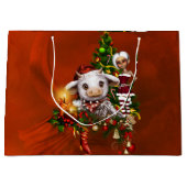 Niedliche Weihnachtskuh mit kleiner Elfe Große Geschenktüte (Vorderseite)