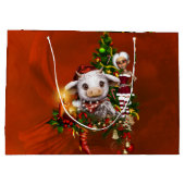 Niedliche Weihnachtskuh mit kleiner Elfe Große Geschenktüte (Rückseite)