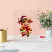 Niedliche Weihnachtskuh mit Weihnachtsleuchten Kin Acrylschild (Hochzeit)