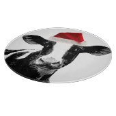 Niedliche Weihnachtskuh mit Weihnachtsmannmütze Schneidebrett (Ecke)