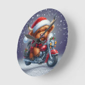 Niedliche Weihnachtskuh Runde Wanduhr (Winkel)