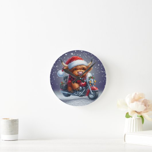 Niedliche Weihnachtskuh Runde Wanduhr (Zuhause)