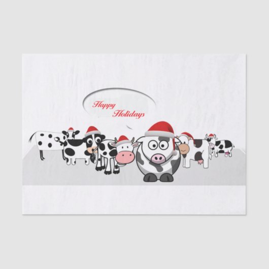 Niedliche Weihnachtskühe glückliche Ferien Seidenpapier (Vorderseite)