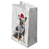 Niedliche Weihnachtskühe Hunde Urlaub Wohnen Kunst Kleine Geschenktüte (Rückseite Schrägansicht)