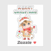 Niedliche Weihnachtskühe mit Winterkostüm Aufkleber (Blatt)