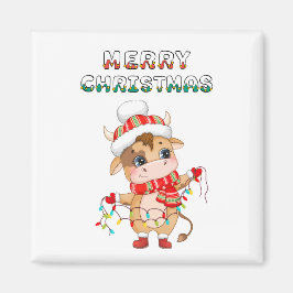 Niedliche Weihnachtskühe mit Winterkostüm Magnet