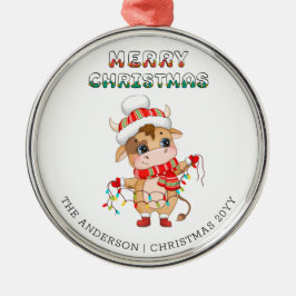 Niedliche Weihnachtskühe mit Winterkostüm Ornament Aus Metall