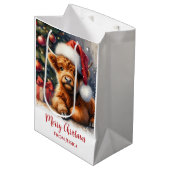 Niedliche Weihnachtskühe Mittlere Geschenktüte (Vorderseite Schrägansicht)