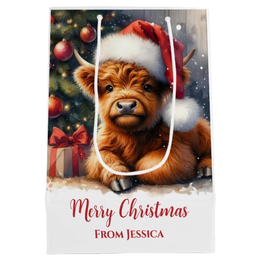 Niedliche Weihnachtskühe Mittlere Geschenktüte (Rückseite)