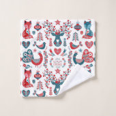 Niedliche Weihnachtskunst aus Rot und Navy Badhandtuch Set (Waschlappen)