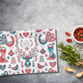 Niedliche Weihnachtskunst aus Rot und Navy Geschirrtuch