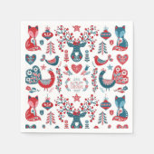 Niedliche Weihnachtskunst aus Rot und Navy Serviette (Vorderseite)