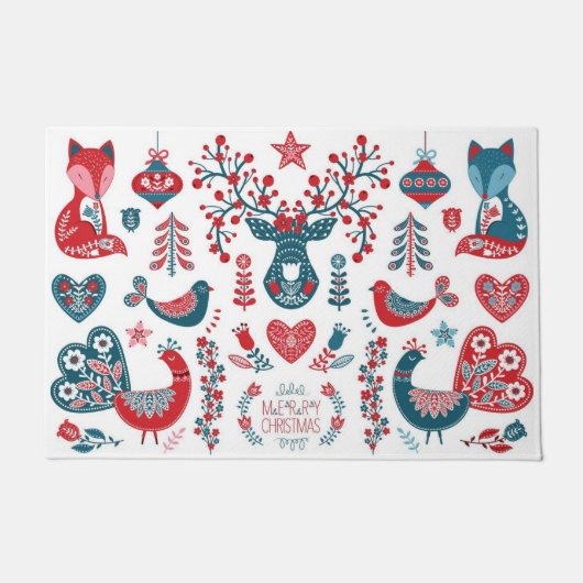 Niedliche Weihnachtskunst der Roten Marine Fußmatte (Vorderseite)
