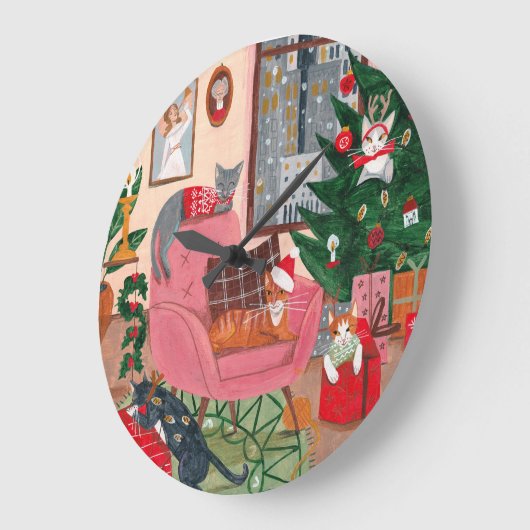 Niedliche Weihnachtskunst Große Wanduhr (Winkel)