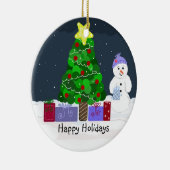 Niedliche Weihnachtslandschaft Keramikornament (Rechts)