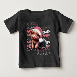 Niedliche Weihnachtslandschaft Kuh Ballerina Baby T-shirt