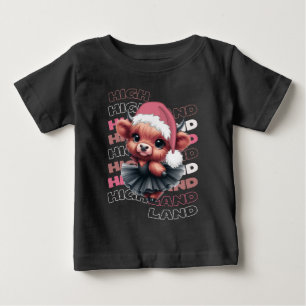Niedliche Weihnachtslandschaft Kuh Ballerina Baby T-shirt