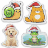 Niedliche Weihnachtslebewesen - Vinyl Stickers maß Aufkleber (Vorderseite)