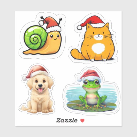 Niedliche Weihnachtslebewesen - Vinyl Stickers maß Aufkleber (Blatt)
