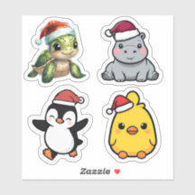 Niedliche Weihnachtslebewesen - Vinyl Stickers maß