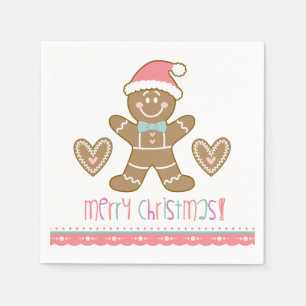 Niedliche Weihnachtslebkuchen-Party-Serviette Serviette