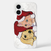 Niedliche Weihnachtsleder Welpe und Orange Tabby Case-Mate iPhone Hülle (Rückseite)