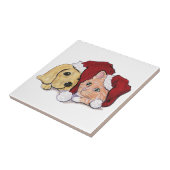 Niedliche Weihnachtsleder Welpe und Orange Tabby Fliese (Seite)