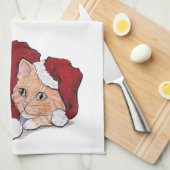 Niedliche Weihnachtsleder Welpe und Orange Tabby Handtuch (Viertel Falte)