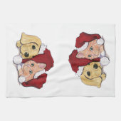 Niedliche Weihnachtsleder Welpe und Orange Tabby Handtuch (Horizontal)