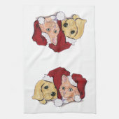 Niedliche Weihnachtsleder Welpe und Orange Tabby Handtuch (Vertikal)