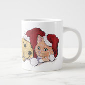 Niedliche Weihnachtsleder Welpe und Orange Tabby Jumbo-Tasse (Rechts)