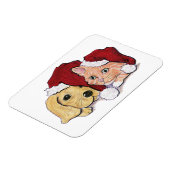 Niedliche Weihnachtsleder Welpe und Orange Tabby Magnet (Linke Seite)
